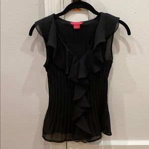 Sheer Ruffle Black Top